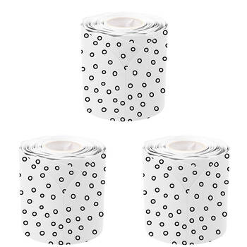 3PK Learning Can Be Fun Black and White Dots Rolled Scallop Border 6.5 x 15.2cm