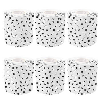 6PK Learning Can Be Fun Black and White Dots Rolled Scallop Border 6.5 x 15.2cm