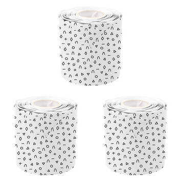 3PK Learning Can Be Fun Black & White Patterned Rolled Scallop Border 6.5x15.2cm