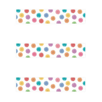 3x 12pc Learning Can Be Fun Colour Burst Pom Poms Border Pack 90cm x 7.5cm