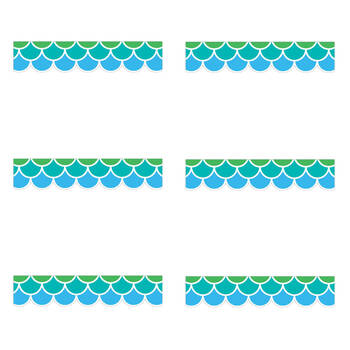 6x 12pc Learning Can Be Fun Cool Tones Scallops Border Pack 90cm x 7.5cm