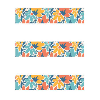 3x 12pc Learning Can Be Fun Floral Bloom Abstract Border Pack 90cm x 7.5cm
