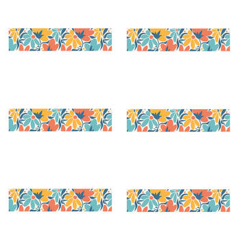 6x 12pc Learning Can Be Fun Floral Bloom Abstract Border Pack 90cm x 7.5cm