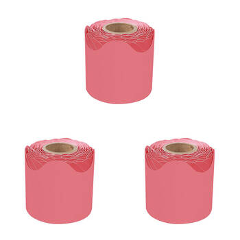 3PK Learning Can Be Fun Growing Minds Crimson Rolled Scallop Border 6.5 x 15.2cm