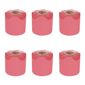 6PK Learning Can Be Fun Growing Minds Crimson Rolled Scallop Border 6.5 x 15.2cm