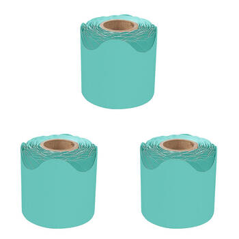 3PK Learning Can Be Fun Growing Minds Teal Rolled Scalloped Border 6.5 x 15.2cm
