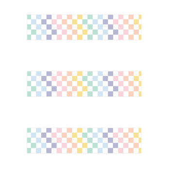 3x 12pc Learning Can Be Fun Pastel Checkered Border Pack 90cm x 7.5cm
