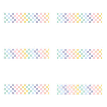 6x 12pc Learning Can Be Fun Pastel Checkered Border Pack 90cm x 7.5cm