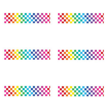6x 12pc Learning Can Be Fun Rainbow Checkered Border Pack 90cm x 7.5cm