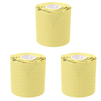 3PK Learning Can Be Fun Yellow Patterned Rolled Scalloped Border 6.5 x 15.2cm