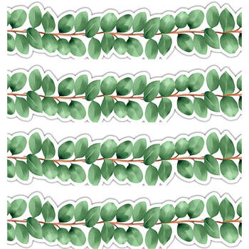 4x 12pc Learning Can Be Fun Eucalyptus Essentials Die-Cut Border Pack 90x7.7cm