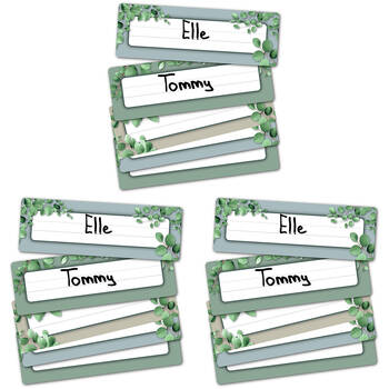 3x 30pc Learning Can Be Fun Eucalyptus Essentials Adhesive Name Plates 24x8cm