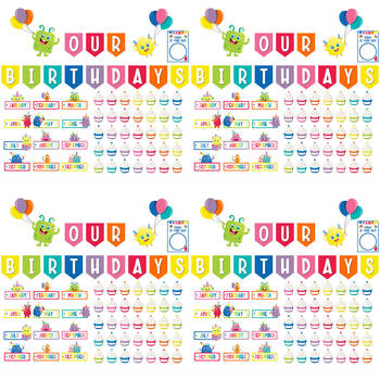 4x 62pc Learning Can Be Fun Birthday Bulletin Board Set Giggle & Grow