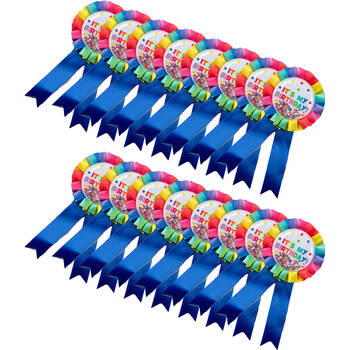 16PK Learning Can Be Fun Giggle & Grow Birthday Badge 8x16cm Rainbow