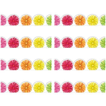 8x 12pc Learning Can Be Fun Giggle & Grow Rainbow Scallop PomPoms Border 90x7cm