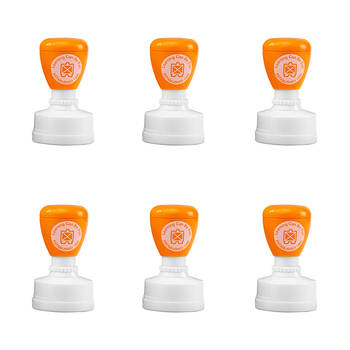 6PK Learning Can Be Fun Giggle & Grow Well Done Self-Inking Merit Stamp Orange