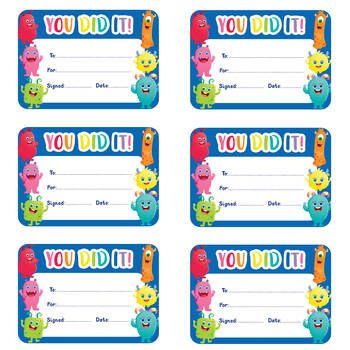 6x 30pc Learning Can Be Fun Giggle & Grow You Did It Certificates A5