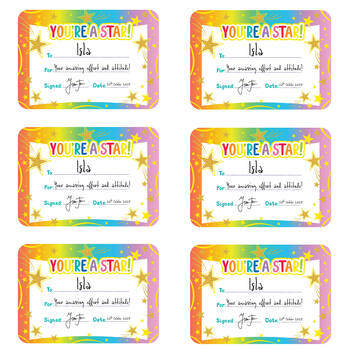 6x 30pc Learning Can Be Fun Giggle & Grow You're a Star Certificates A5