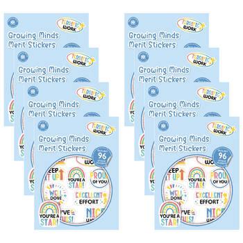 8x 96pc Learning Can Be Fun Growing Minds Merit Sticker Book Multicoloured
