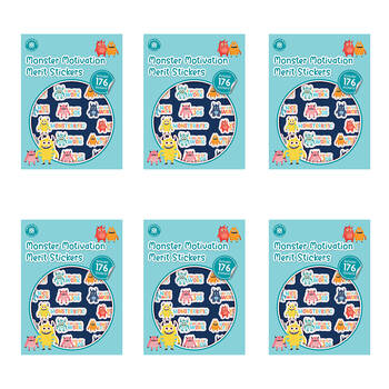 6x 176pc Learning Can Be Fun Monster Motivation Merit Sticker Book Multicoloured