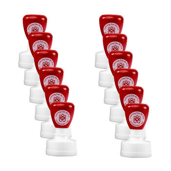 12PK Learning Can Be Fun Spot On Teacher Self-Inking Merit Stamp Red