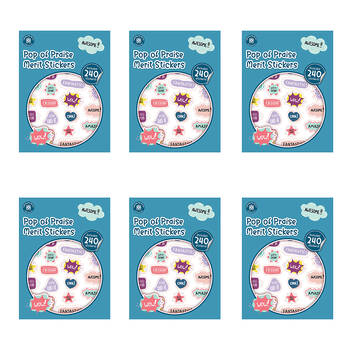 6x 240pc Learning Can Be Fun Pop of Praise Merit Sticker Book Multicoloured