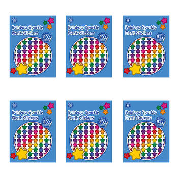 6x 832pc Learning Can Be Fun Rainbow Sparkle Merit Sticker Book Multicoloured