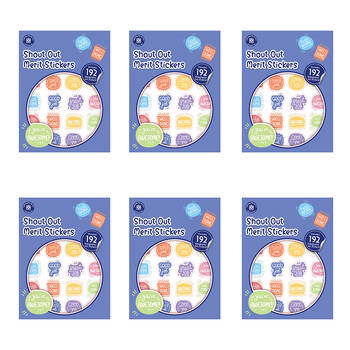 6x 192pc Learning Can Be Fun Shout Out Merit Sticker Book Multicoloured