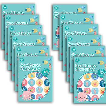 12x 192pc Learning Can Be Fun Sea of Success Merit Sticker Book 28mm