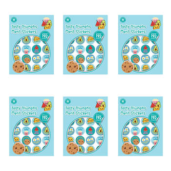 6x 192pc Learning Can Be Fun Tasty Triumphs Merit Sticker Book 28mm