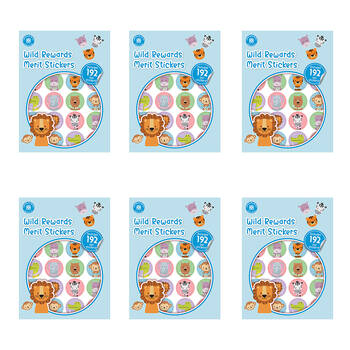 6x 192pc Learning Can Be Fun Wild Rewards Merit Sticker Book 28mm