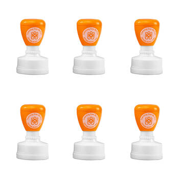 6PK Learning Can Be Fun Wow Teacher Self-Inking Merit Stamp Orange