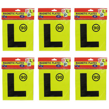 6x 2pc Magnetic Car License Plate Letter L Accessory Weather-Resist Yellow