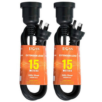 2PK Doss 15M Power Extension Lead Black
