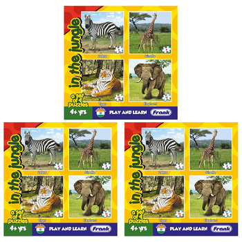 3PK  Frank Educational Play & Learn Puzzles In the Jungle 17.5cm Jigsaw Game 4+