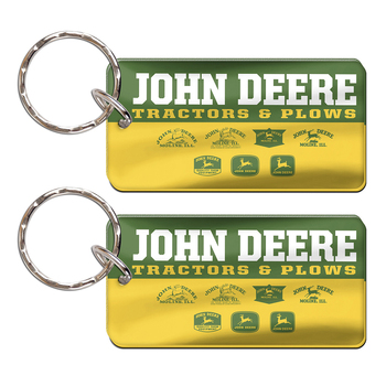 2PK John Deere Rectangle Key Ring Vintage Premium Acylic