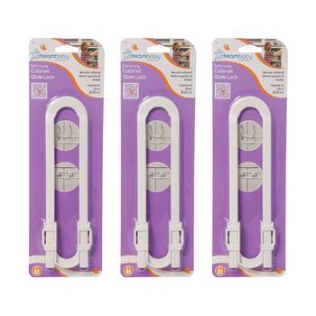3PK Dreambaby Baby Safety Cabinet Glide Lock Extra Long White