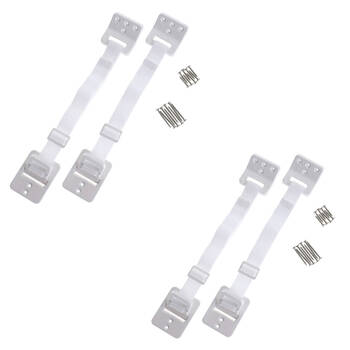 2x 2pc Dreambaby Baby Safety Hinged Furniture Anchor w/ Adjustable Strap White