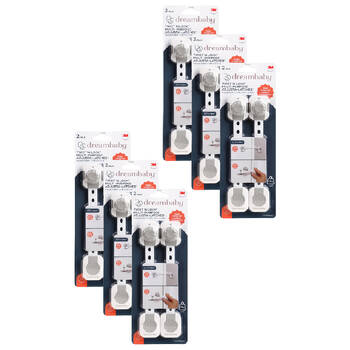 6x 2pc Dreambaby Baby/Kids Safety Twist n Lock Multi Purpose Latch White/Grey