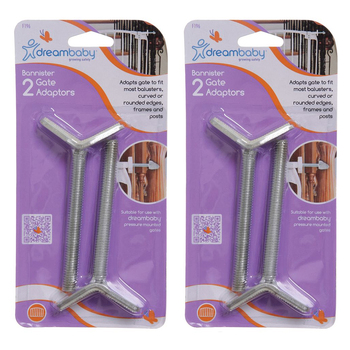 4pc Dreambaby Bannister Curved Adaptors For Baby Safety Gate - Silver