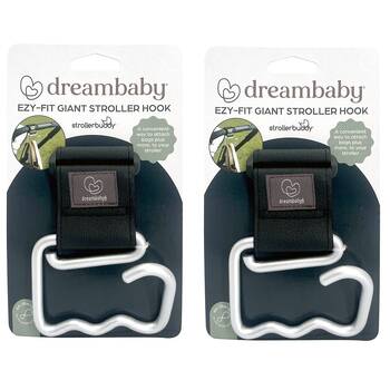 2PK Dreambaby Ezy-Fit Giant Hook For Stroller/Pram - Silver