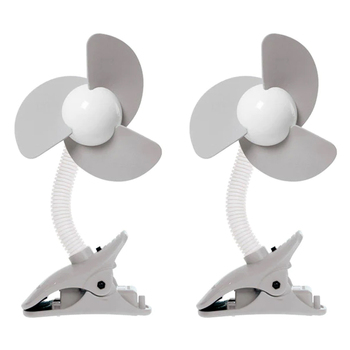 2PK Dreambaby Ezy-Fit Clip-On Fan For Stroller - Grey/White