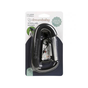 2pc Dreambaby Stroller Hook Carabiner Large/Small - Black