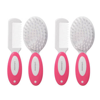 2PK Dreambaby Deluxe Brush & Comb Set Kids/Baby Grooming Kit - Pink