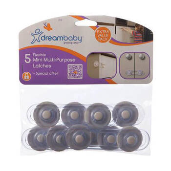 5pc Dreambaby Mini Multi-Purpose Cabinet Latches - White