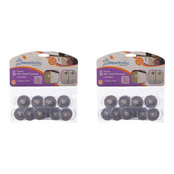 2x 5pc Dreambaby Mini Multi-Purpose Cabinet Latches - White