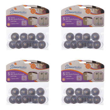 4x 5pc Dreambaby Mini Multi-Purpose Cabinet Latches - White