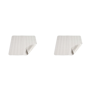 2PK Immerse Bathroom 530mm Square Slip Resistant Shower Mat Rubber White