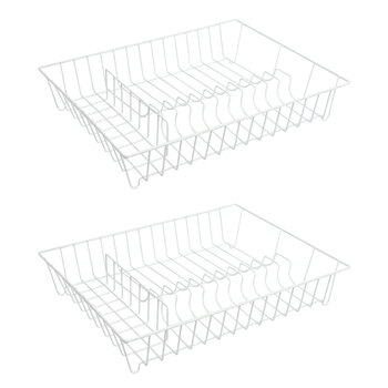 2PK Eterna Heavy-Duty Kitchen Dish Drying/Drainer w/ Divider White 42cm