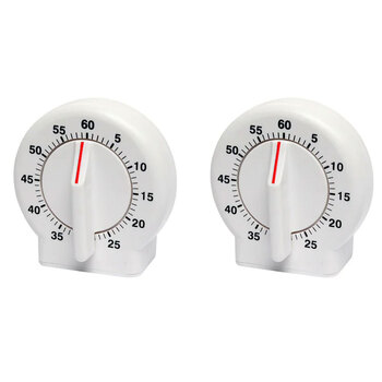 2PK Eterna Plastic 60-Minute Mechanical Kitchen Timer - White